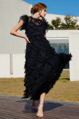 Maxine Floral Embroidery Charming Sleeveless Maxi Dress M / Black