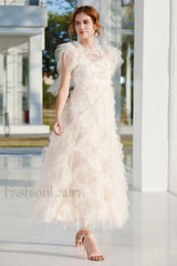 Maxine Floral Embroidery Charming Sleeveless Maxi Dress S / Ivory