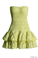 Megan Elegant Short Dress S / Lime Samoa