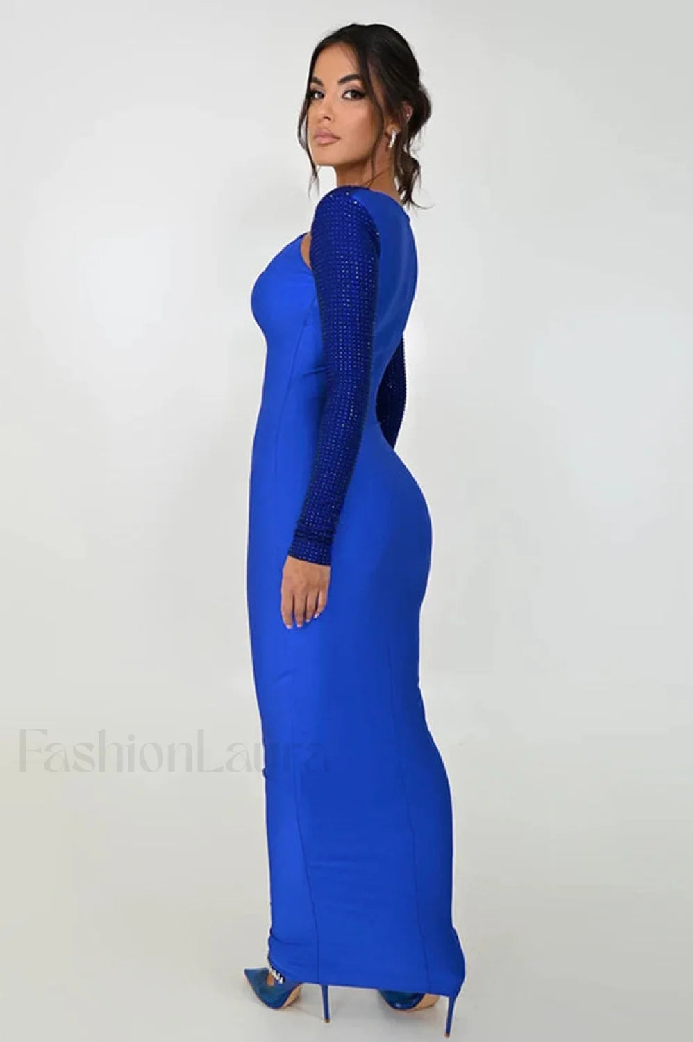 Megan Long Stylish Sleeve Patchwork Dress