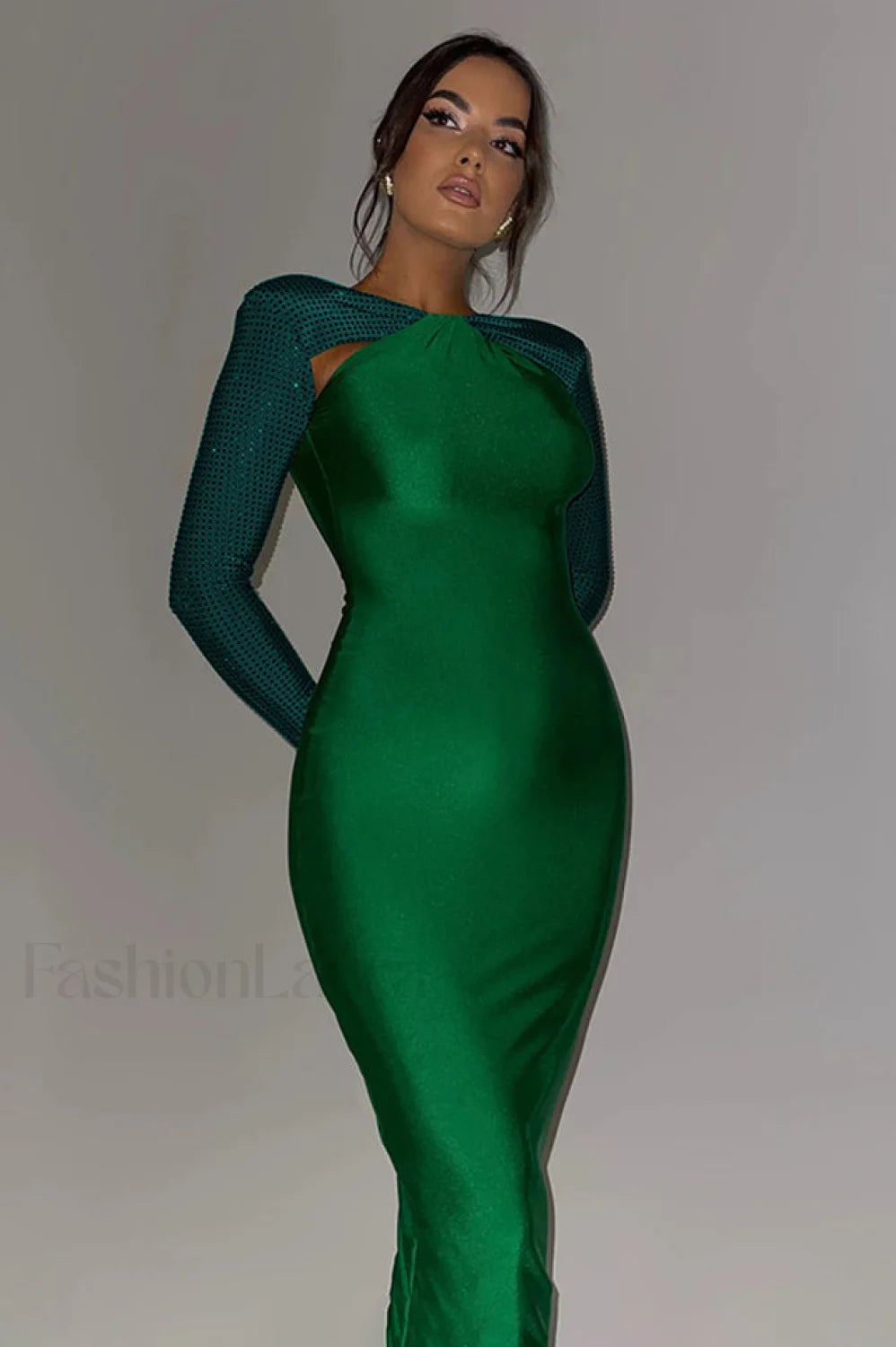Megan Long Stylish Sleeve Patchwork Dress