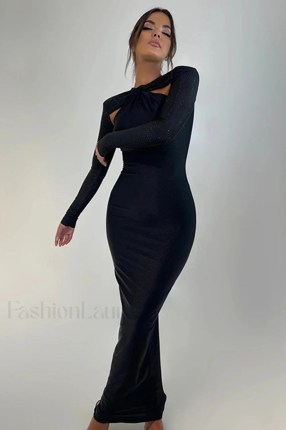Megan Long Stylish Sleeve Patchwork Dress