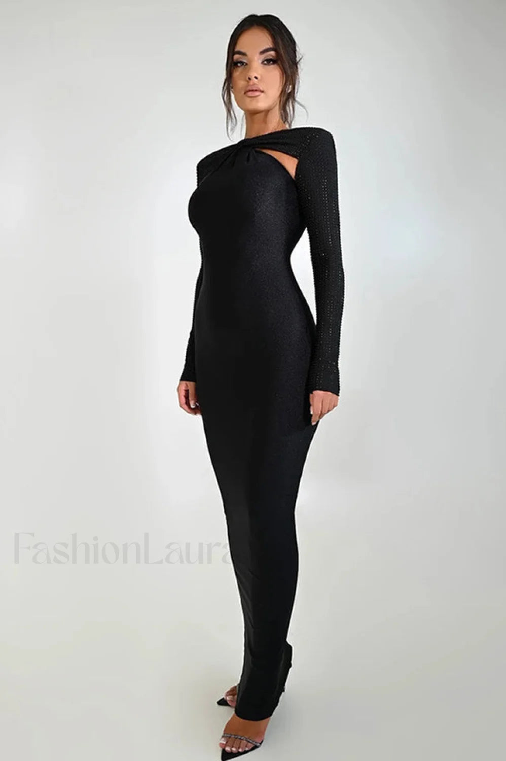 Megan Long Stylish Sleeve Patchwork Dress
