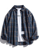 Men’s Checkered Long Sleeve Button Shirt Navy Blue / M Shirts