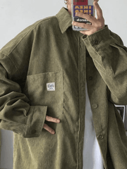 Men’s Corduroy Loose Button Down Shirt Tops&Tees