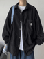 Men’s Corduroy Loose Button Down Shirt Black / M Tops&Tees