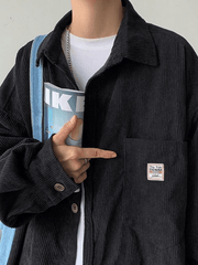 Men’s Corduroy Loose Button Down Shirt Tops&Tees
