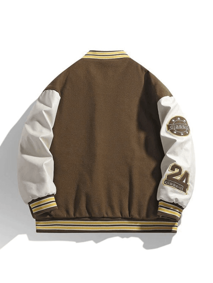 Men’s Embroidery Button Up Varsity Jacket Jackets