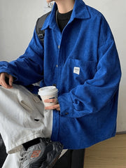 Men’s Corduroy Loose Button Down Shirt Tops&Tees
