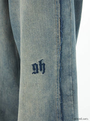 Men’s Faded Patchwork Distressed Loose Jeans loose jeans