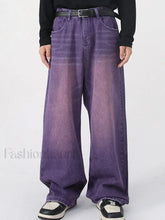Men’s Faded Vintage Denim Loose Jeans Purple / M loose jeans