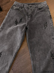 Men’s Lightning Embroidered Straight Jeans Straight leg jeans