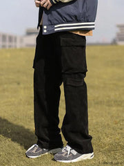 Men’s Patch Pocket Vintage Straight Cargo Pants Cargo Pants