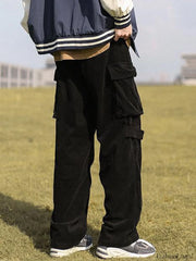 Men’s Patch Pocket Vintage Straight Cargo Pants Cargo Pants