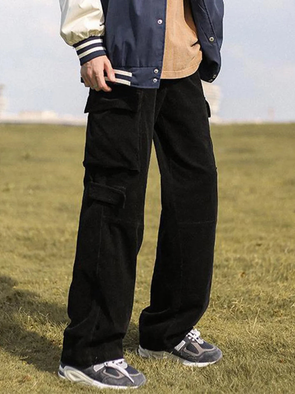 Men’s Patch Pocket Vintage Straight Cargo Pants Cargo Pants