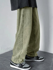 Men’s Vintage Washed Loose Jeans Green / M loose jeans