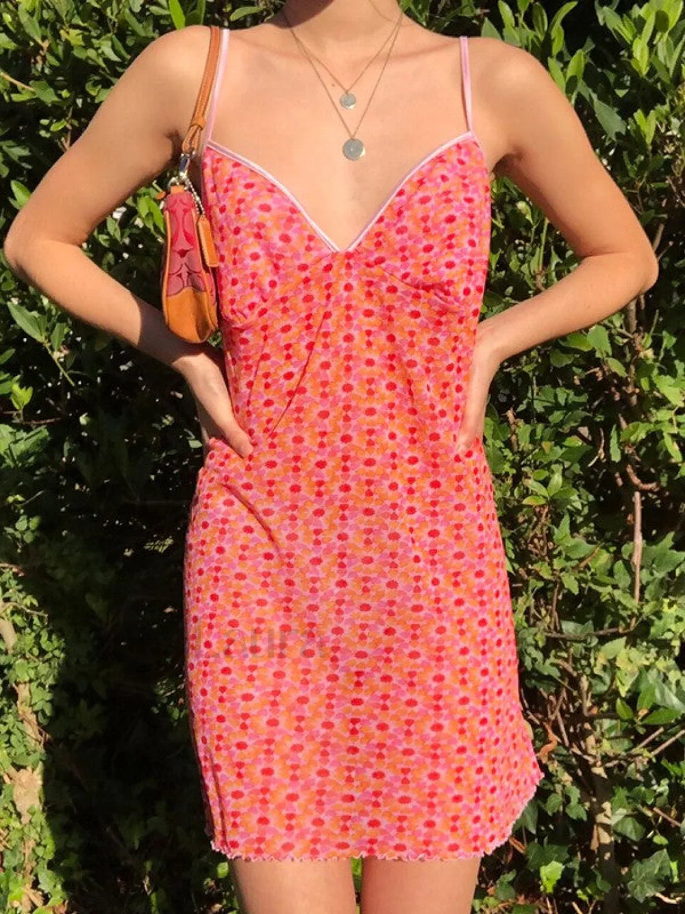 Mesh Floral Mini Dress Pink / S Mini Dresses