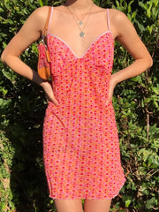 Mesh Floral Mini Dress Pink / S Mini Dresses