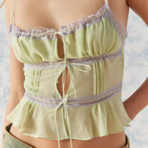 Mesh Lace Hollow Out Crop Top Mint / S