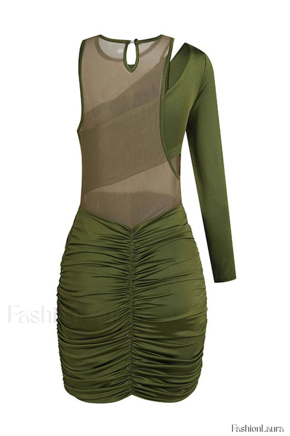 Mesh One Shoulder Charming Layered Midi Dress