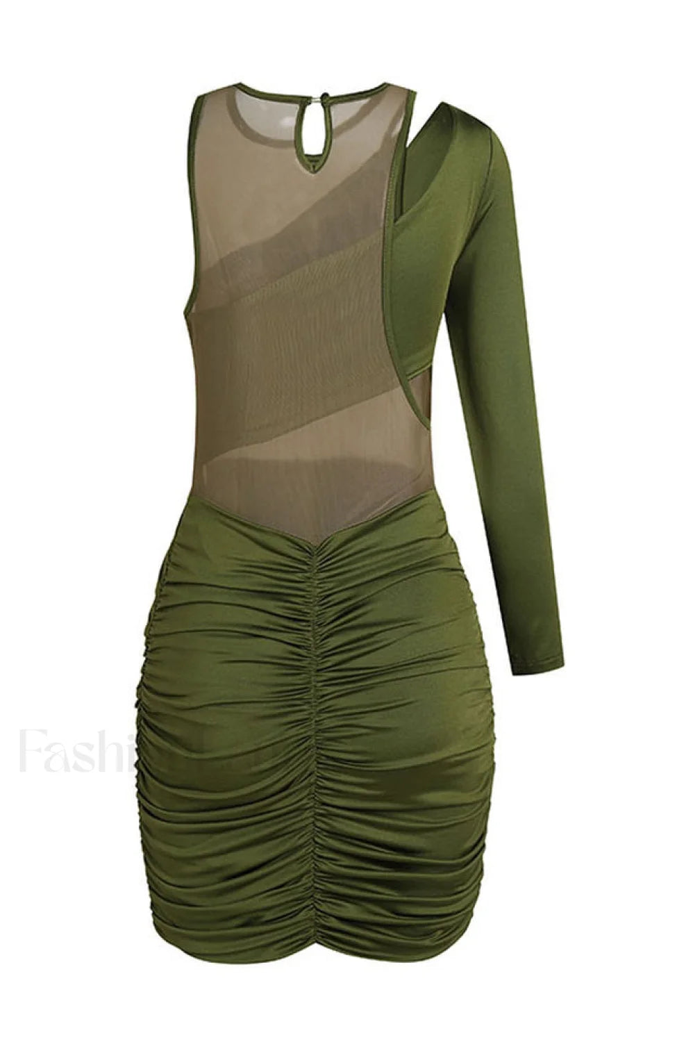 Mesh One Shoulder Charming Layered Midi Dress