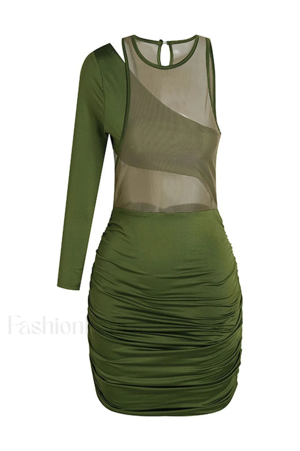 Mesh One Shoulder Charming Layered Midi Dress S / Olivia