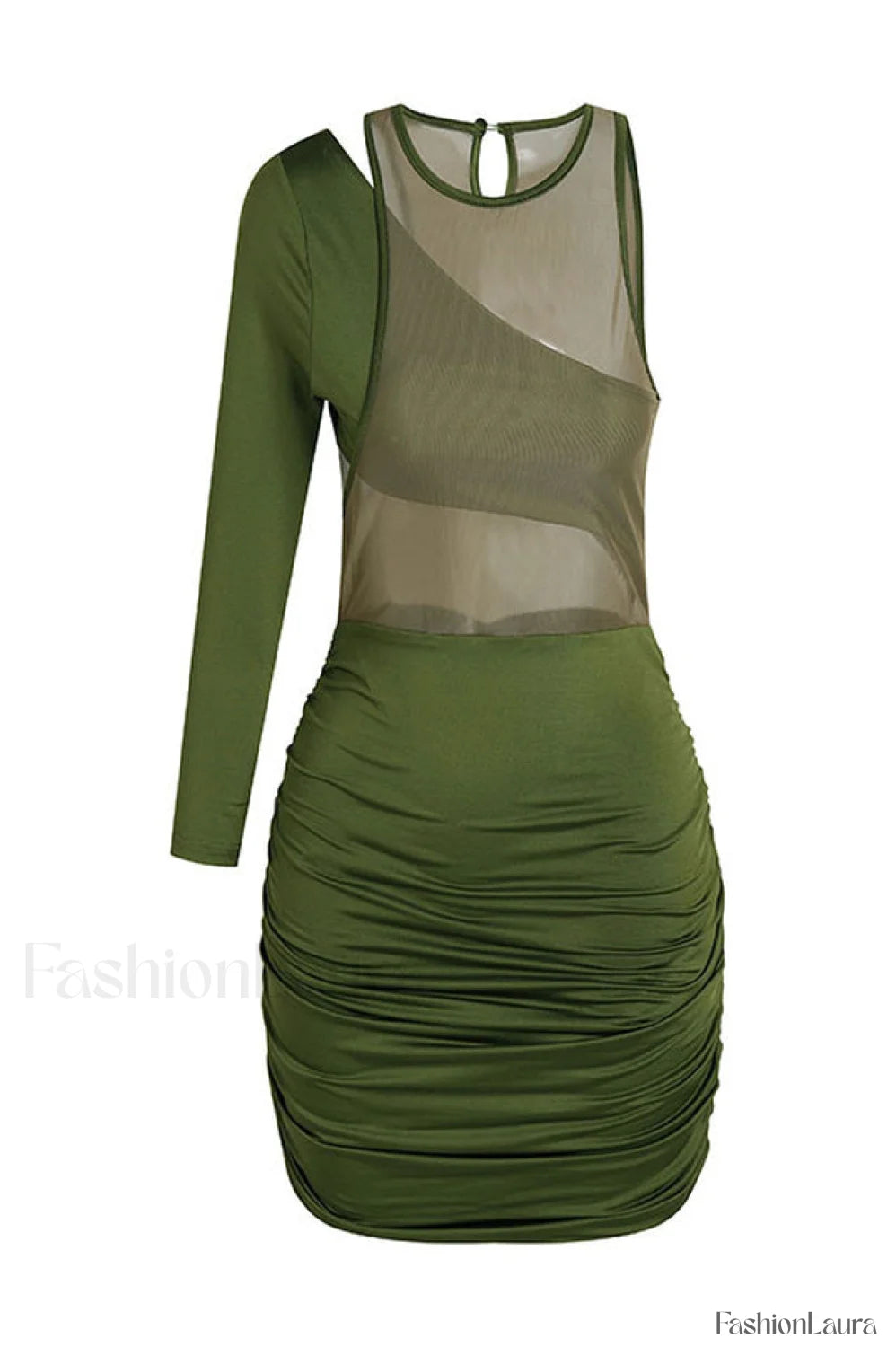 Mesh One Shoulder Charming Layered Midi Dress S / Olivia