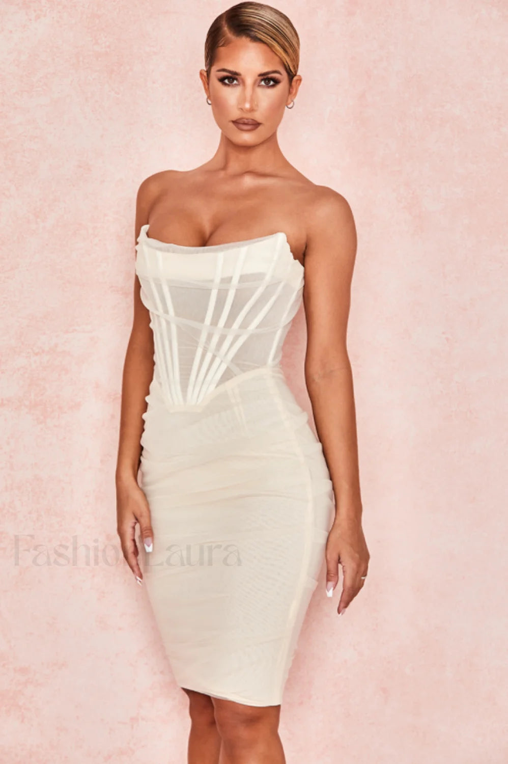 Mesh Strapless Stylish Corset Dress