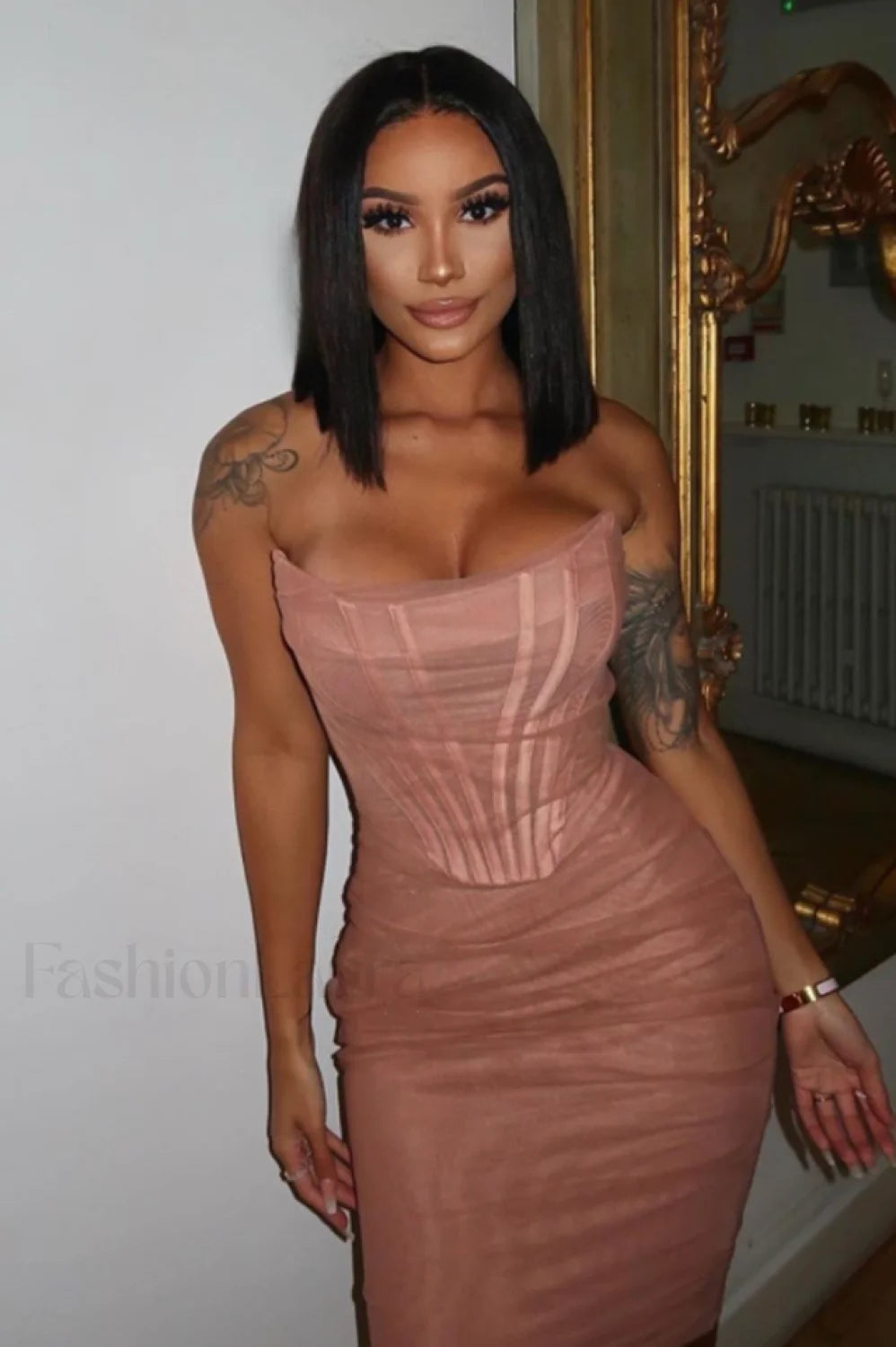 Mesh Strapless Stylish Corset Dress