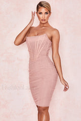 Mesh Strapless Stylish Corset Dress S / Blush