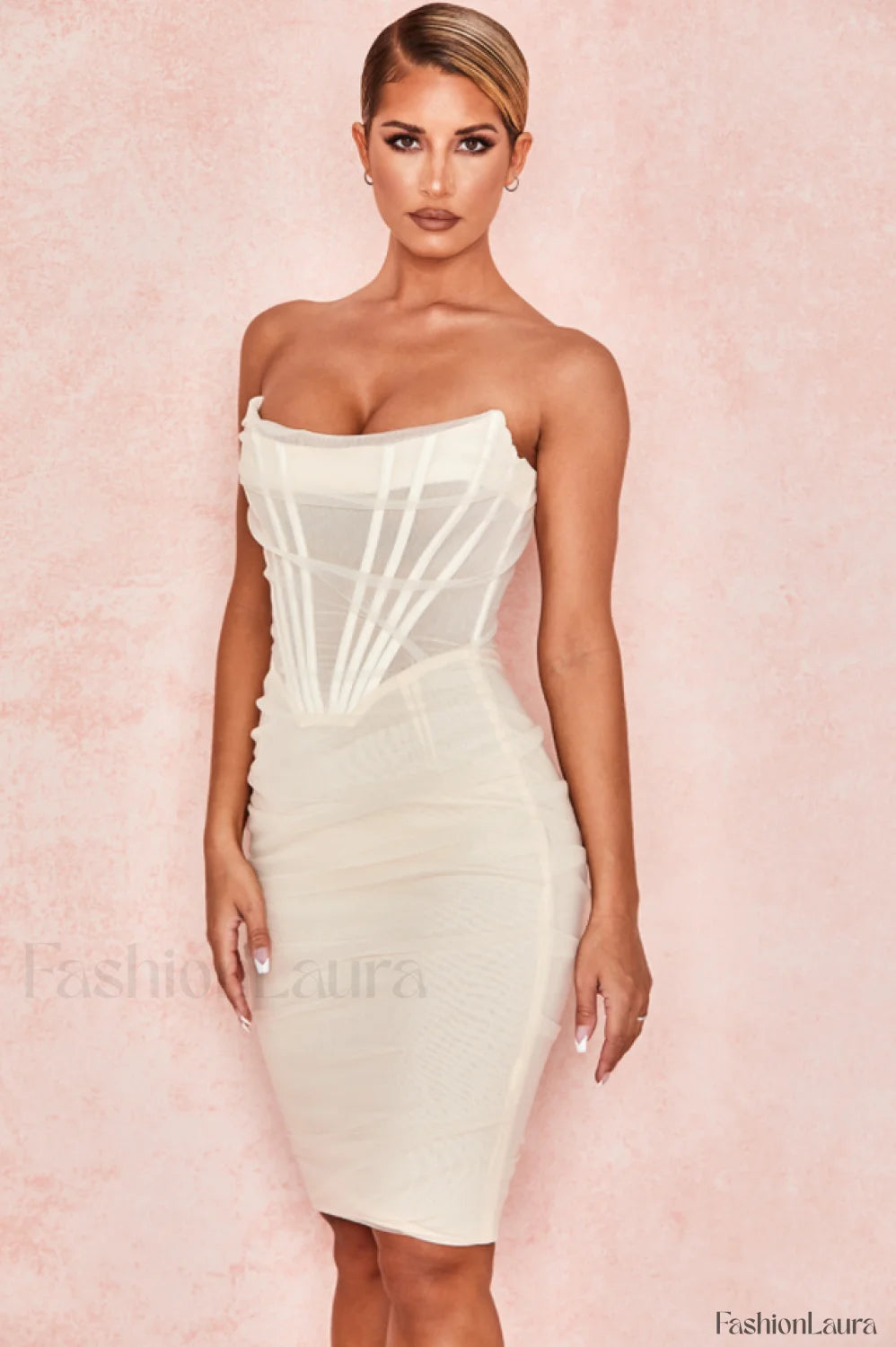 Mesh Strapless Stylish Corset Dress