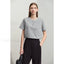 Metal Letter Print Cotton T Shirt Grey / S
