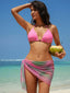 Metal Mesh Halter Three Piece Set Pink / S