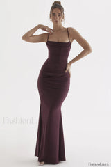 Milena Elegant Herringbone Dress XS / Black Cherry