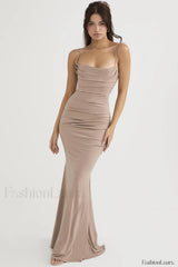 Milena Elegant Herringbone Dress XS / Khaki