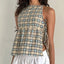 Milkmaid Side Tie Crop Top YELLOW AND BLUE / S