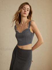 Minimalism Lace Trim Trendy Casual Tank Top Tank Tops & Camis