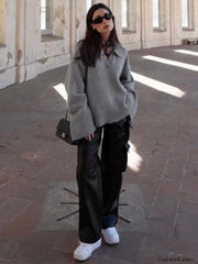Minimalist Charming Oversized Sweater Sweaters L