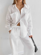 Minimalist Cotton Two Piece Pants Set White / XS Pant Sets