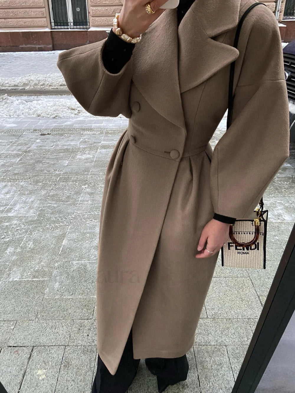 Miss Paris Graceful Trench Coat BROWN / XS Wool Coats
