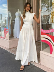 Mock Neck Cut Trendy Out Long Dress Dresses
