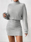 Mock Neck Ribbed Short Dress Light Grey / XS Dresses