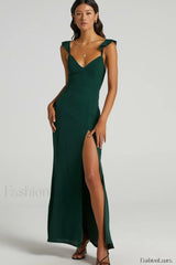 More Than This Charming Ruffle Strap Maxi Dress S / Emerald