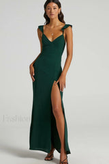 More Than This Charming Ruffle Strap Maxi Dress S / Emerald
