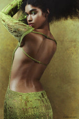 Moss Green Stylish Metallic Umbra Dress