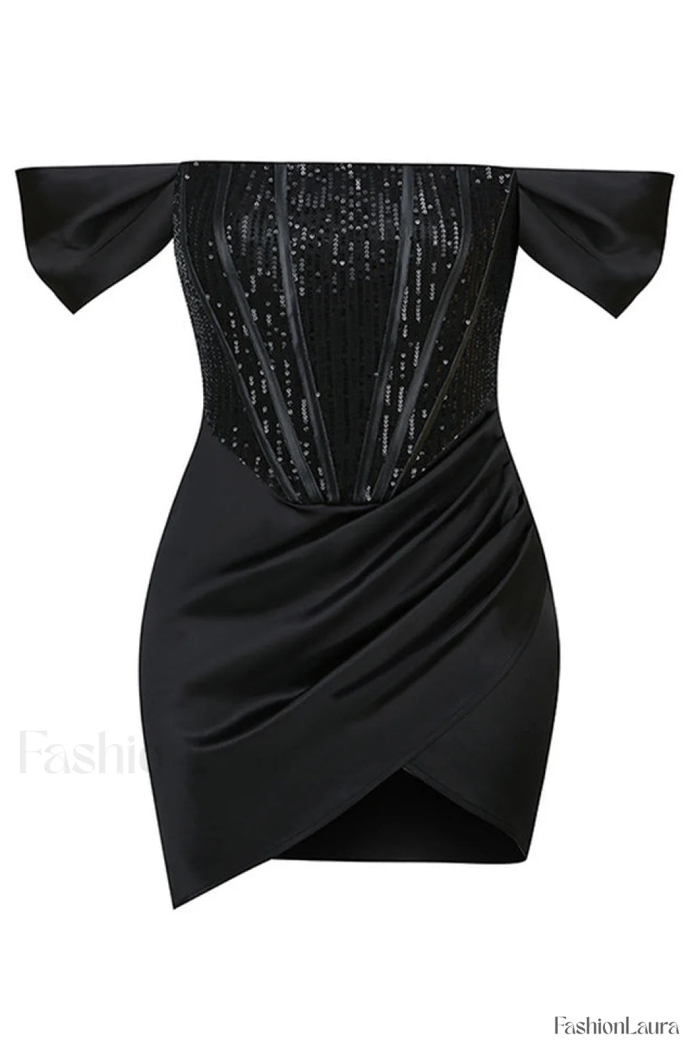 Nadia Off Stylish Shoulder Mini Dress S / Black