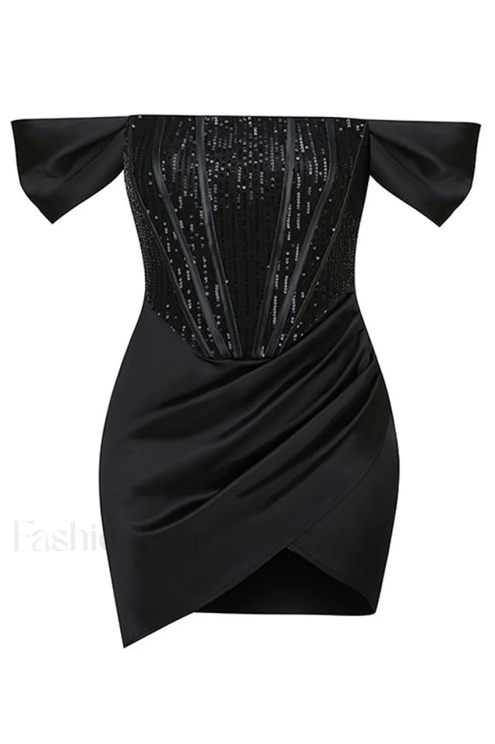 Nadia Off Stylish Shoulder Mini Dress S / Black
