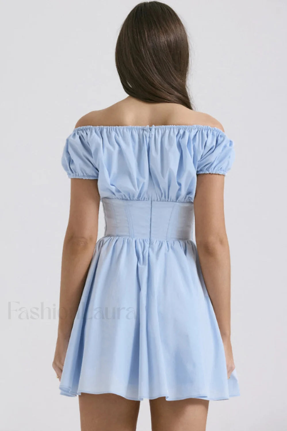 Nala French Navy Charming Gathered Mini Dress