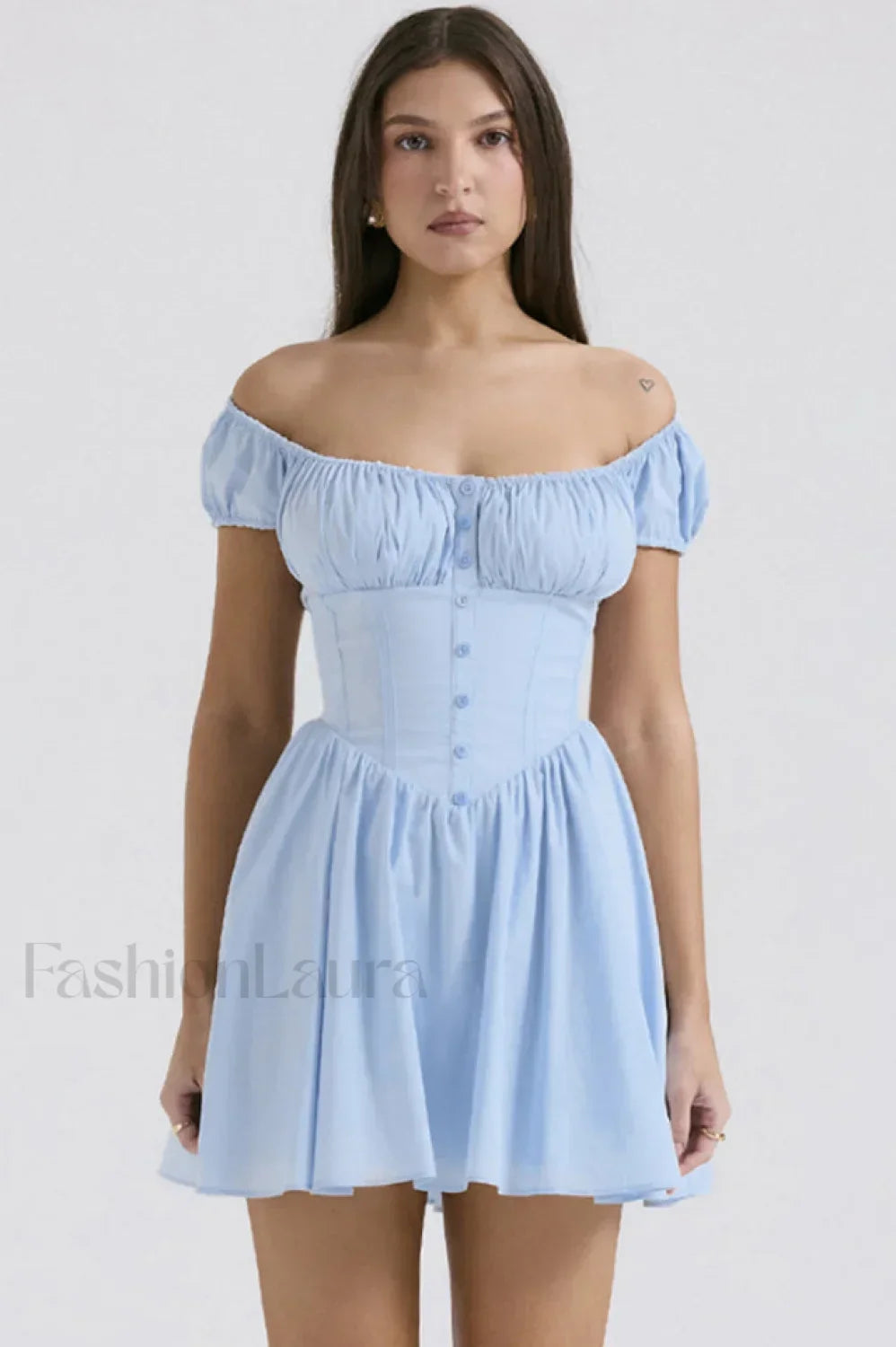 Nala French Navy Charming Gathered Mini Dress XS / Blue