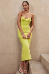 Neon Straptop Stylish Tunic Midi Dress